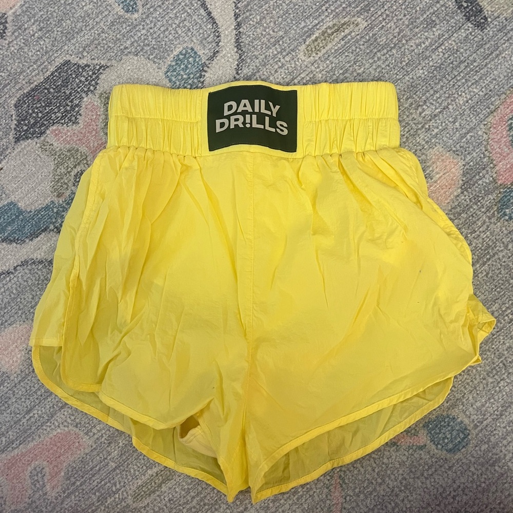 Daily Drills Bright Yellow Super Bounce Athletic Shorts With Patch